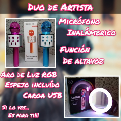 Imagen 1 de 5 de Promoción Micrófono + Aro De Luz Rgb