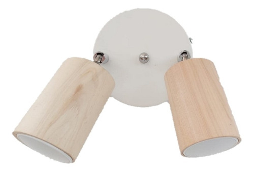 Imagen 3 de 10 de Aplique Pared Madera 2 Luces Direccional + Led Gu10 Puraluz