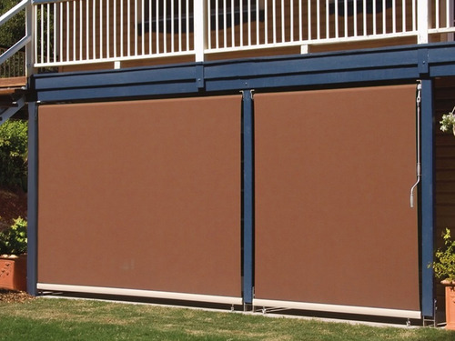 Toldo Cortina Retrátil De Fácil Instalação Cor Ocre