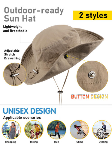 Sombrero De Lluvia Impermeable Mujer Ala Ancha Upf50 Color Talle