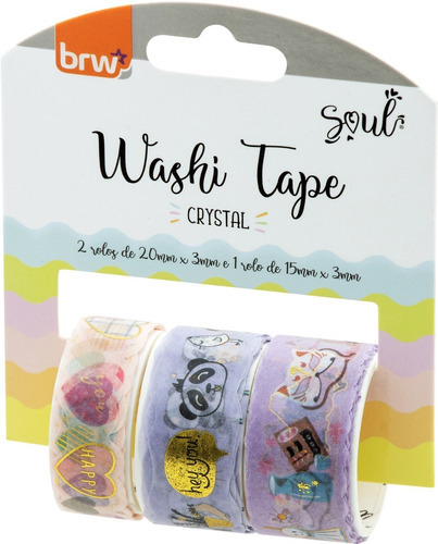 Washi Tape Púrpura De Cristal 15/20mmx3m Blíster X3 Brw Color Lila Panda