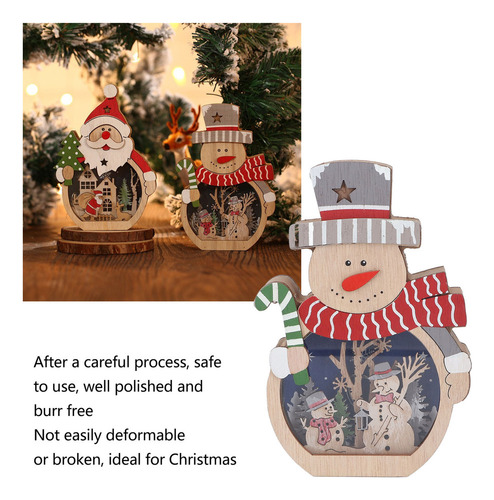 Adorno Navideño Luminoso De Madera Con Emisión Led