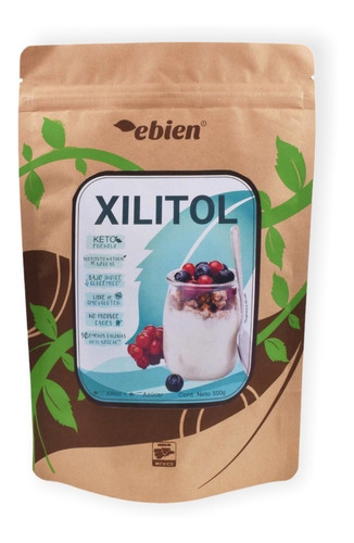 Xilitol 500g Ebien Sustituto Natural De Azúcar Keto 
