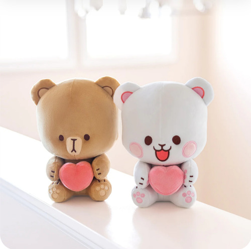 Milk & Mocha Heart Plush Blanco