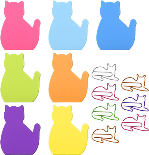 7 Pack Lindo Gato Notas Adhesivas Clips, Kawaii Animal ...