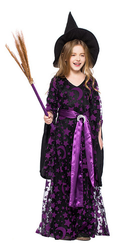Disfraz De Bruja Para Niños De Halloween, Color Morado