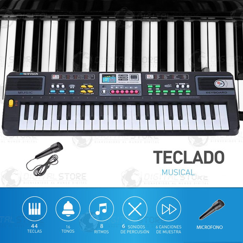 Imagen 2 de 10 de Teclado Musical Piano Organo Infantil Niño Juguete 44 Teclas