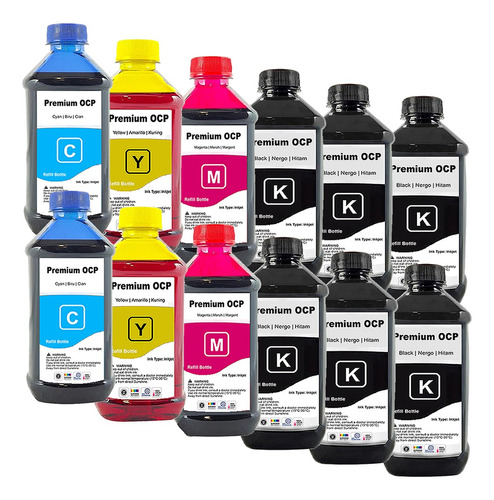 Kit 12 Refil De Tinta Compatível Epson L375 L395 L3110 L3150