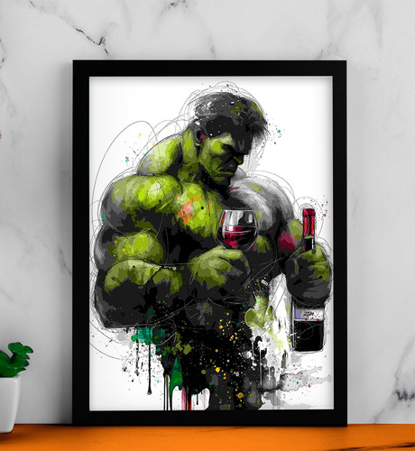 Cuadro Decorativo Hulk! 34x45 Cm, Marco Con Vidrio