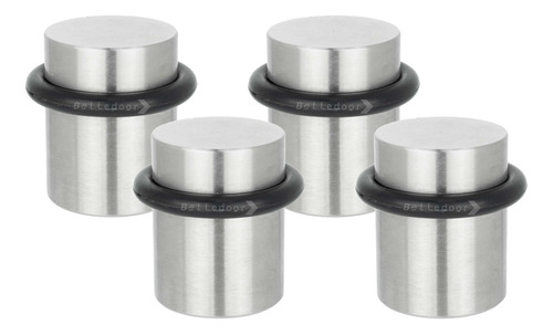 Kit 4 Batedor De Porta 4cm Inox Com Borracha Fixado Chão