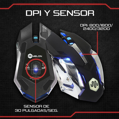 Imagen 3 de 10 de Combo Kit Gamer Melon Gm200 Teclado Rgb Mouse 3200 Dpi