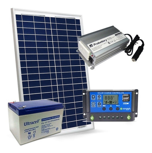 Energia Solar 220volts Kit - Electricidad Panel 20w Bat 12a