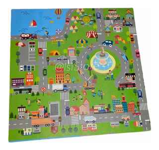 Meitoku Alfombra de Goma EVA para niños con puzle Estrella Beige y Verde. 10 alfombras de 30 x 30 x 1 cm