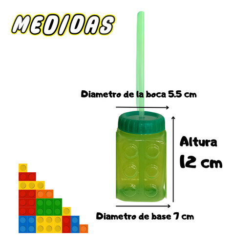 Vasos Reutilizables Para Niños Forma De Lego 20 Piezas Mixtos