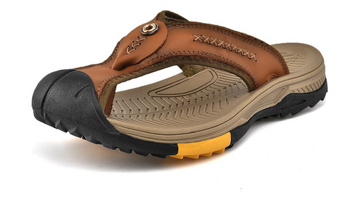 Chanclas De Cuero Casuales Moda Hombre Sandalias De Caminar