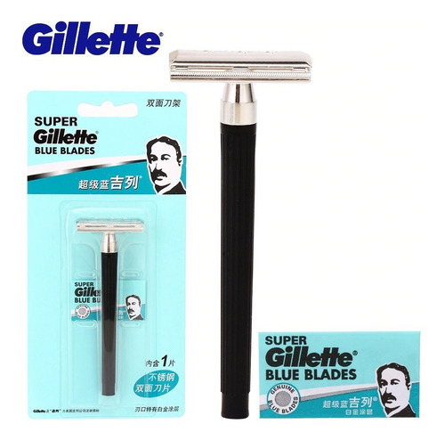 Imagem 1 de 4 de Kit Aparelho Gilette Barbeador Com 1 Lâmina Blue Blades