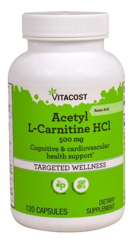 Acetil L Carnitina Hcl 500mg 120 Cápsulas Vitacost Importado