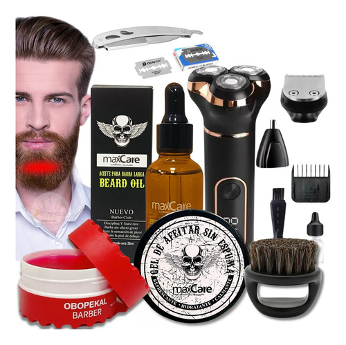 Gel De Afeitar  Aceite Para Barba  Navaja Con Repuestos Kit