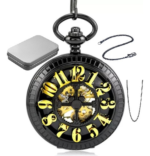 Reloj De Bolsillo Cuerda Negro 3146