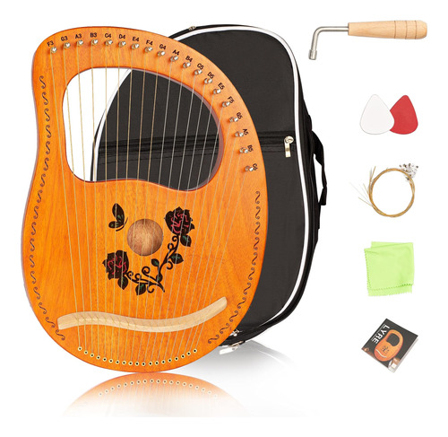 Cuecutie Lyre Harp 19 Cuerdas Madera Rosa Arpa Portátil Sóli