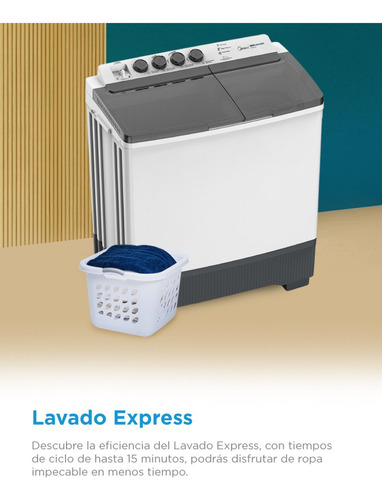 Lavadora Midea Semiautomática Dos Tinas 22kg Force Pulsator