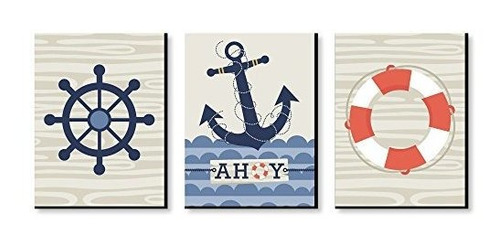 Ahoy Nautical Boy Nursery Arte De La Pared Y Kids Room Decor