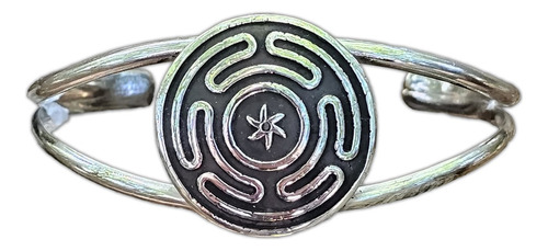 Pulsera Esclava Triqueta Celta Vikinga Con Piedra Cúbic Alpaca Plateada 14 Cm 14 Cm