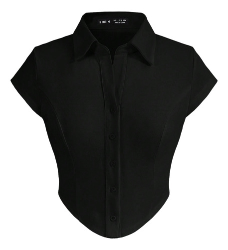Camisa De Mujer Cuello Polo Corte Inferior En V