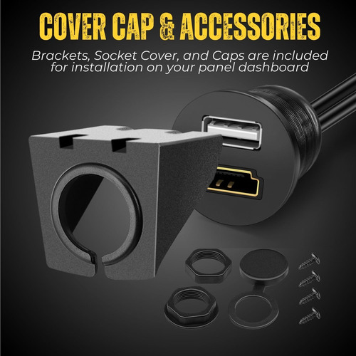 Cable Usb Hdmi Empotrado Para Salpicadero Resistente Al Agua