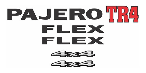 Kit Adesivo Compatíveis Pajero Tr4 Flex 4x4 Prata Resinado