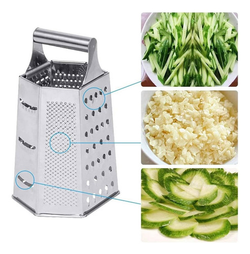 Rallador De Queso Verdura Acero Inoxidable Rebanador 6 Caras