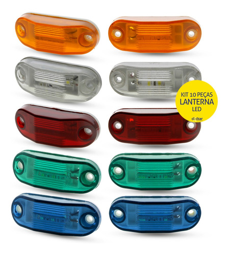 10 Lanterna Lateral De Led Caminhão Bau Barcos Trailer