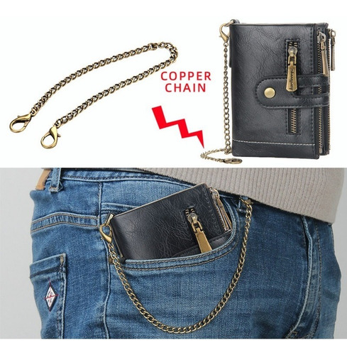 Cuero Con Cepillo Antirrobo Cartera Billetera Piel