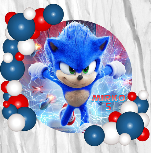 Fondo Banner Candy Bar Personalizado Sonic 80x80cm