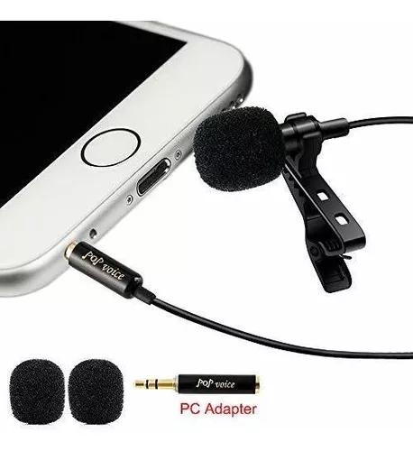 PoP voice Micrófono de solapa Lavalier profesional Micrófono condensador  omnidireccional para iPhone Android Smartphone, micrófono de grabación para