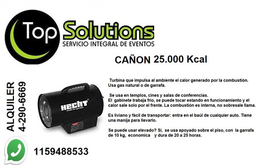 Imagen 6 de 10 de Alquiler De Calefactores Hongos,estufas,cañones,aires