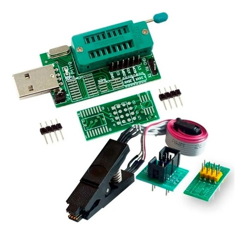 Imagen 3 de 10 de Programador Usb Ch341a + Adapt. Soic8 200mi + Cable + Pinza