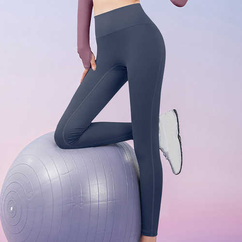 Pantalones De Yoga Para Mujer, Cintura Alta, Color Liso, Est