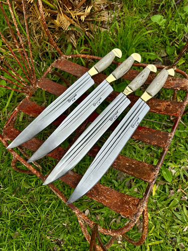 Cuchillo Premium Corneta Tres Rayas 30cm De Hoja Con Vaina Cuchillo Corneta De 3 Rayas En 30cm De Hoja, Asta/bronce