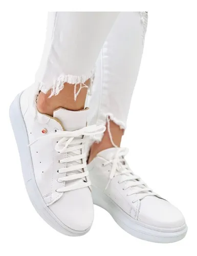 Tenis Blancos Dama Plataforma Tenis Mujer Casuales Cuotas sin
