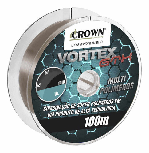 Linha Monofilamento Crown Vortex Gtx 0.28mm 17lbs - 100m