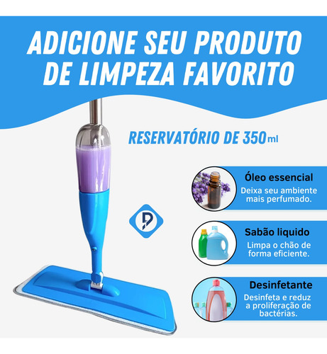 Mop Spray Giratório Com Reservatório E Refil De Microfibra