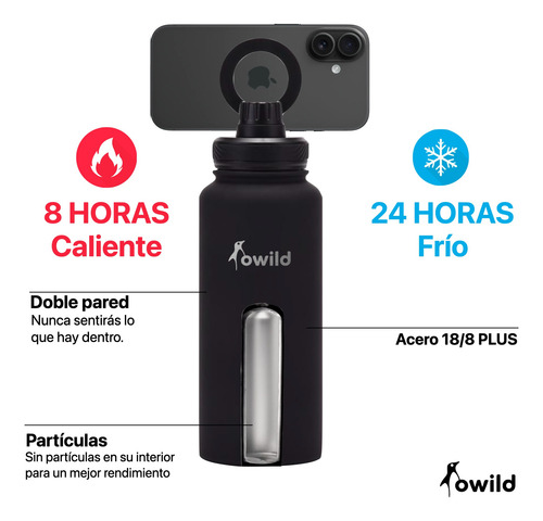Botella Magnetica Termica Owild 1000 Ml + Tapa Y Magsafe