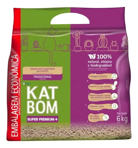 Areia Higienica Katbom Gatos Granulado Tradicional 6kg