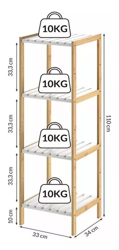 Estante organizador de 4 niveles madera bambú 108x67x26cm