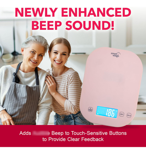Báscula De Cocina Smart Weigh Rosa Digital Gramos Y Onzas Color 0 Mg