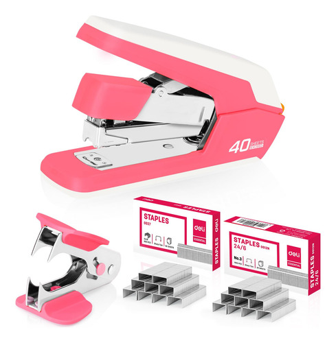 Engrapadora De Escritorio Rosa 40 A 50 Hojas Incluye Grapas