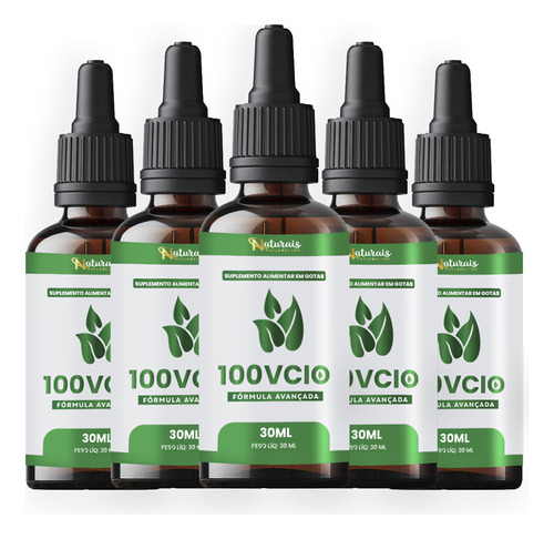 Kit 5 100-vcio Original 30ml - Suplemento Alimentar Natural Stop Fumo