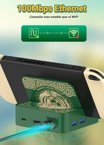 Base Cargador 6x1 Con Hdmi Para Nintendo Switch Modelo Zelda