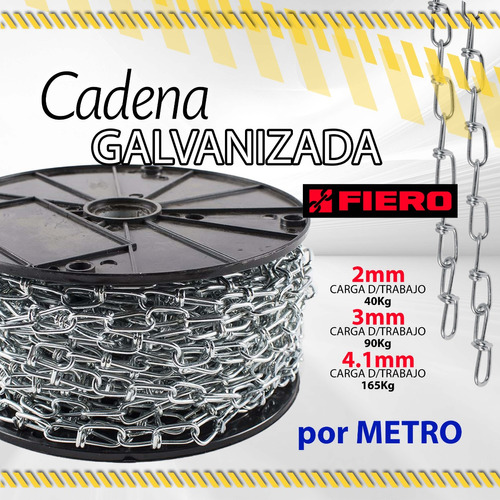 Cadena Galvanizada Fiero Por Metro 2mm -3mm - 4.1mm